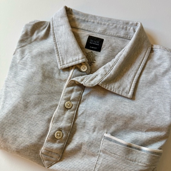 Saks Fifth Avenue Men's XL Gray Short Sleeve Polo Shirt 100% Cotton Slim Fit - Picture 1 of 10